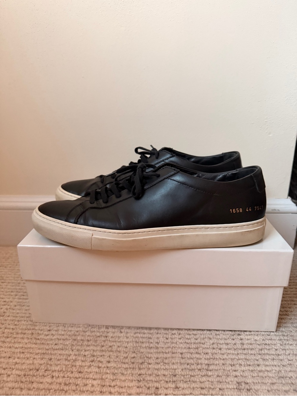 Common Projects Black Leather Achilles Low-Top Sneakers